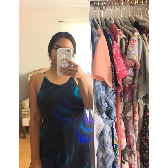 Vintage Simply Silk 100%Silk Halter Abstract Maxi - Picture 3 of 8